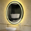 24" Round LED Bathroom Mirror Dual-Lights Smart Vanity Mirror Memorize Function