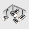 Chrome Adjustable 4 Way Ceiling Spotlight IP44 Bathroom Light + LED GU10 Bulbs