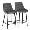 2x Velvet Grey Bar Stool Kitchen Counter Breakfast Chair Pub Restaurant Cafe