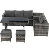 7 Seater Rattan Garden Patio Corner Sofa Set with Side Storage and Cushions NS