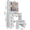 Dressing Table With Mirror Modern Makeup Desk Bedroom Vanity Table Set + Stool