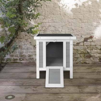 Grey Wooden Rabbit Dog Cat Puppy Kennel Cage Hutches Pet House with Door