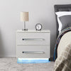 High Gloss White Bedside Table Cabinet 2 Drawers Matt Body Nightstand LED UK
