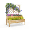 Wooden Raised Garden Bed w/ Trellis 2-Tier Elevated Planter Box Plant Container