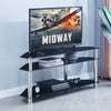 32" to 50" 3 Tier Black Tempered Glass TV Stand Floor Entertainment Unit Center