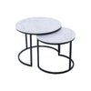 Set of 2 Modern Nesting Coffee Table Round Accent Cafe Table White Marble Effect