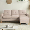 3 Seater Corner Sofa Versatile L-Shaped Fabric Sofa with Removable Footstool NS