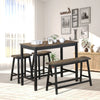 4PCS Dining Table & Chair Set Kitchen Furniture W/ Counter Table Bench & Stools