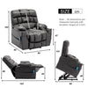 Electric Riser Recliner Chair Fabric Massage Heat Single Sofa Armchair Grey