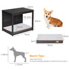 Large Wooden Dog Crate Elevated Dog Bed Pet Cat House End Table wit Soft Cushion