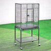 Metal Bird Cage Rolling Metal Parrot Cage w/ Storage Shelf Square Cage W/door