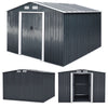3/6/8/10/12ft Metal Garden Shed Outdoor Storage Steel Heavy Duty +Foundation Kit