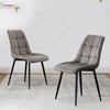 2x Grey Velvet Dining Chairs Metal Leg Padded Seat Dining room Office Chair