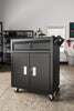 Black Steel Tool Trolley Cabinet with Wheels Workshop Storage Chest Carrier Cart