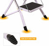 2 Step Ladder Stool Safety Anti Slip Rubber Mat Tread Steel Folding Frame DIY