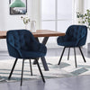 2 x Rotatable Dining Chairs Padded Velvet Seat Metal Legs Swivel Kitchen Modern