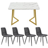 Dining Table and 4 Chairs Set Linen Padded Seat Home Office Kitchen Furniture