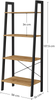 Ladder Shelf, Bookshelf, 4-Tier Industrial Storage Rack Honey Brown & Black