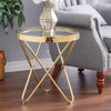 Large 45cm Round Table Side Table Glass Coffee Harpin Circular Indoor LivingRoom