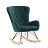 Dark Green Velvet Rocking Armchair Chair Lounge Swing Seat Metal Wooden Legs