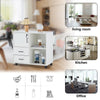 Rolling Office Filing Cabinet File Storage Sideboard Shelf Drawers Lock White