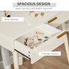 Modern Dressing Table Makeup Vanity Desk w/ 2 Drawers Round Mirror for Bedroom