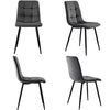 Set of 4 Dining Chairs with Backrest Metal Legs Velvet Seat Kitchen Chairs Grey