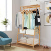 Bamboo Clothes Rail Rack Garment Stand with Top Shelf Shoe Storage Ladder Rails