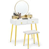 Vanity Table Set Large Makeup Dressing Desk & Stool Set with Lighted Mirror