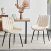 Set of 2 Dining Chairs Velvet Padded Seat Metal Leg Kitchen Chairs Multicolor