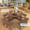 8-Person Outdoor Wooden Round Picnic Table Garden Circular Picnic Bear Table