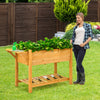 8 Grids Wooden Raised Garden Bed Elevated Planter Kit W/ Folding Lateral Shelf