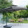 Garden Parasol Banana Cantilever Umbrella Crank Sun Shade Patio Outdoor W/ Base
