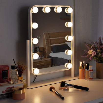 Hollywood Make-up Table Mirror Vanity 12 Lights LED Mirror Dimmable 3 Color Mode