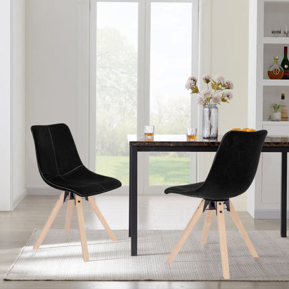 1/2x Dining Chair w/ Velvet Padded Wooden Legs Chair Office Living Room Kitchen