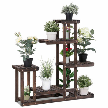 6 Tier Garden Flower Rack Wooden Plant Stand Pot Display Shelf House Decoration