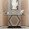 Large Marble Console Table Hallway Long Table Pentagon Frame Side Station Table