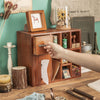 Home Office Retro Wooden Desktop Tidy Stationery Pen Organiser Holder Tissue Box