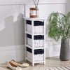 Storage Drawers White 3 Willow Baskets Navy Linen Bow Lining Home Furniture Unit