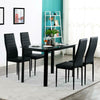 DiningTable and 4 PU Chairs Set Kitchen 8mm Tempered Glass & Steel Tube New