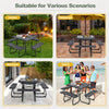 8 person Square Picnic Table Bench SetOutdoor Circular Picnic Table W/4 Benches