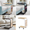 C Shaped Side Table with Wheels for Living Room Mobile Sofa Side End Tables
