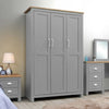 Lisbon 3 Door Triple Wardrobe In Grey - Bedroom Furniture Storage Cupboard