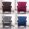 Ribbed Cocktail Wing Back Chesterfield Queen Anne Armchair Accent Tub Chair Sofa