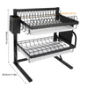 2‑Tier Sturdy Stainless Steel Metal Dish Drainer Drying Rack Kitchen Organizer