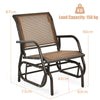 Outdoor Swing Glider Chair Patio Rocking Chair Single w/ Study Metal Frame Brown