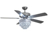 Nordic 52" Ceiling Fan Light Crystal Chandelier Lampshade with Remote 5-Blades