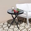 Patio Bistro Black Round Coffee Table Folding Dining Table Outdoor Indoor Garden