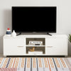 Panana White TV Stand Cabinet Unit 2 Door 2 Shelves Cupboard Entertainment