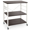 3 Tier Rolling Kitchen Baker's Rack Adjustable Utility Serving Cart W/ 10 Hooks